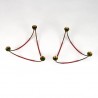 Set of 2 vintage brass candlesticks with red detail