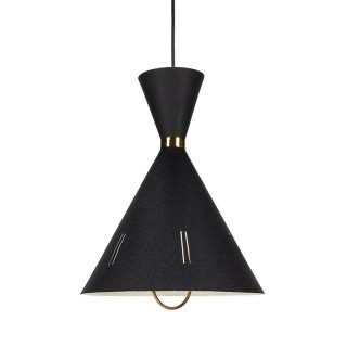 Deense zwarte vintage hanglamp met messing detail