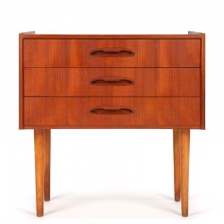 Danish teak small vintage chest of drawers with 3 drawers