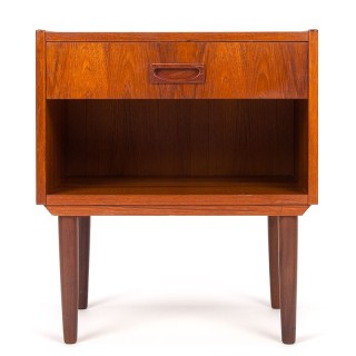 Teakhouten Deens vintage nachtkastje met lade