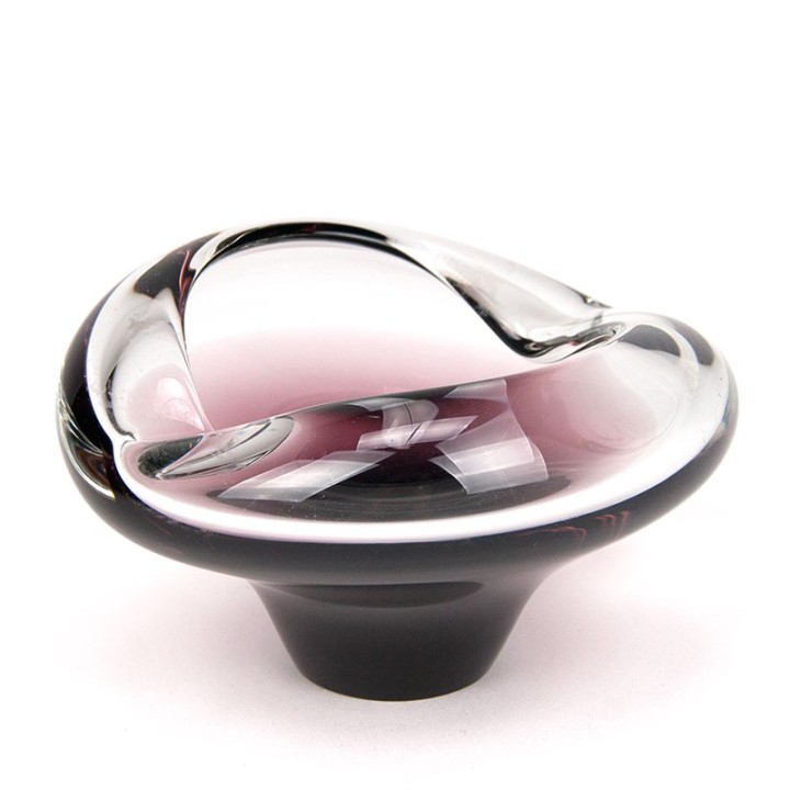 Vintage glass ashtray made with purple