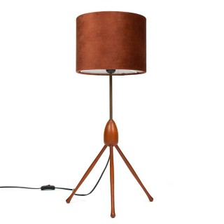 Mid-Century Deens vintage tafellamp in teak en messing