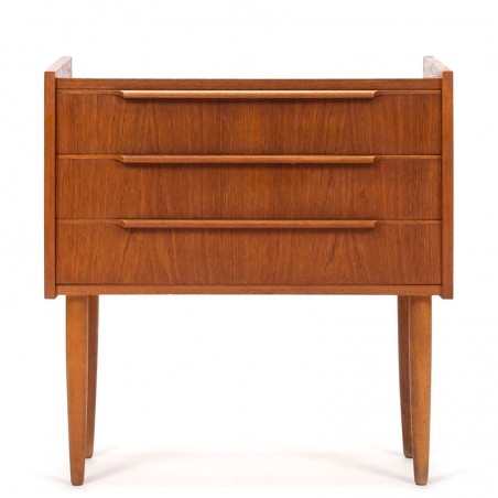 Teak chest of drawers with 3 drawers Danish vintage design