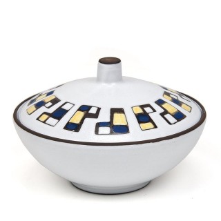 Abstract decorated vintage ceramic bowl