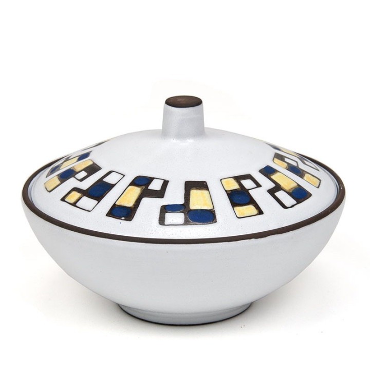 Abstract decorated vintage ceramic bowl