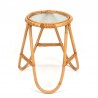 Vintage plant table in rattan with glass top