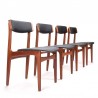 Set Mid-Century Danish dining table chairs with skai leather