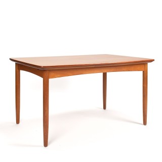 Uitschuifbare Mid-Century Deense eettafel in teak en eiken