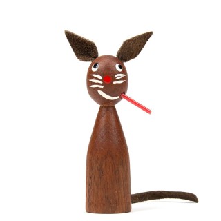 Teak small model Danish vintage figurine of a cat