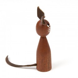 Teak small model Danish vintage figurine of a cat