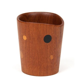 Danish dotted vintage teak bowl/ pot