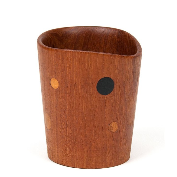 Danish dotted vintage teak bowl/ pot