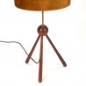 Grote Deense vintage tafellamp op teakhouten 3-poot