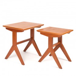 Danish set of 2 vintage side tables with V shaped base