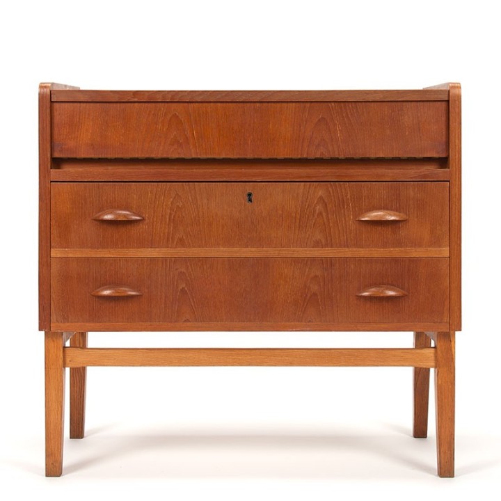 Mid-Century teakhouten vintage ladekast en kaptafel in 1