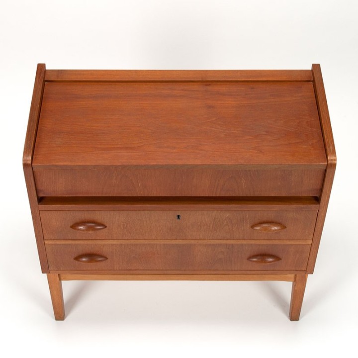 Mid-Century teakhouten vintage ladekast en kaptafel in 1