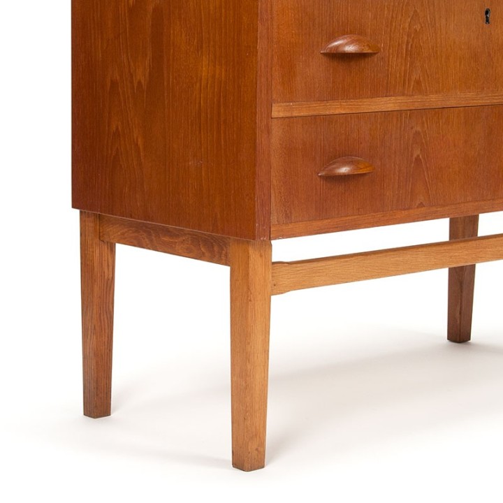 Mid-Century teakhouten vintage ladekast en kaptafel in 1