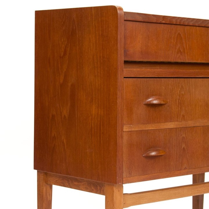 Mid-Century teakhouten vintage ladekast en kaptafel in 1