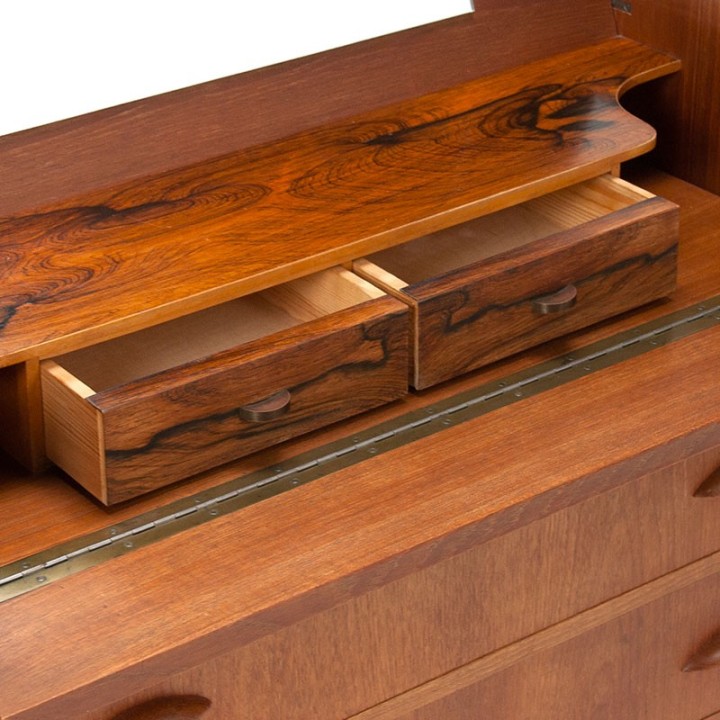 Mid-Century teakhouten vintage ladekast en kaptafel in 1