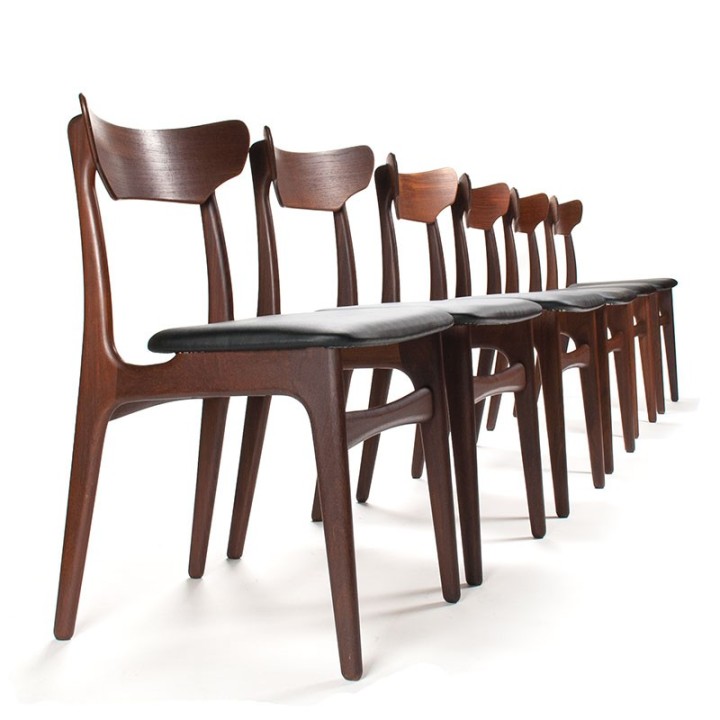 Vintage set van 6 Mid-Century Schiønning & Elgaard stoelen