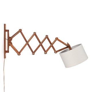 Vintage teakhouten wandlamp schaar model