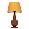 Danish vintage teak table lamp with ocher colored shade