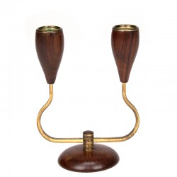 Danish vintage Mid-Century candlestick in rosewood and brass