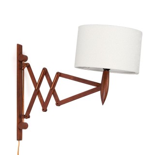 Teak vintage wall lamp scissor model fifties