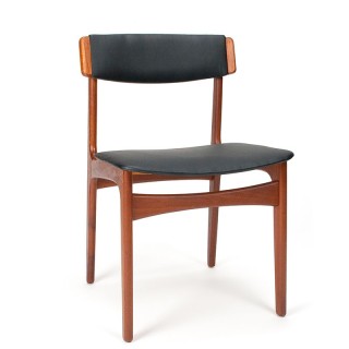 Danish teak vintage dining table chair with black artificial