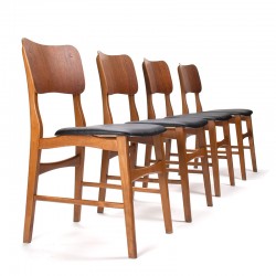 Mid-Century set van 4 Deense vintage eettafel stoelen