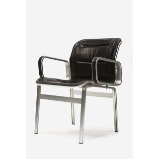 Bureaustoel met bruin leer - Retro Studio