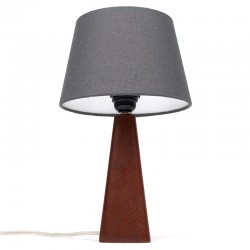 Deens teak vintage tafellampje met grijs kapje