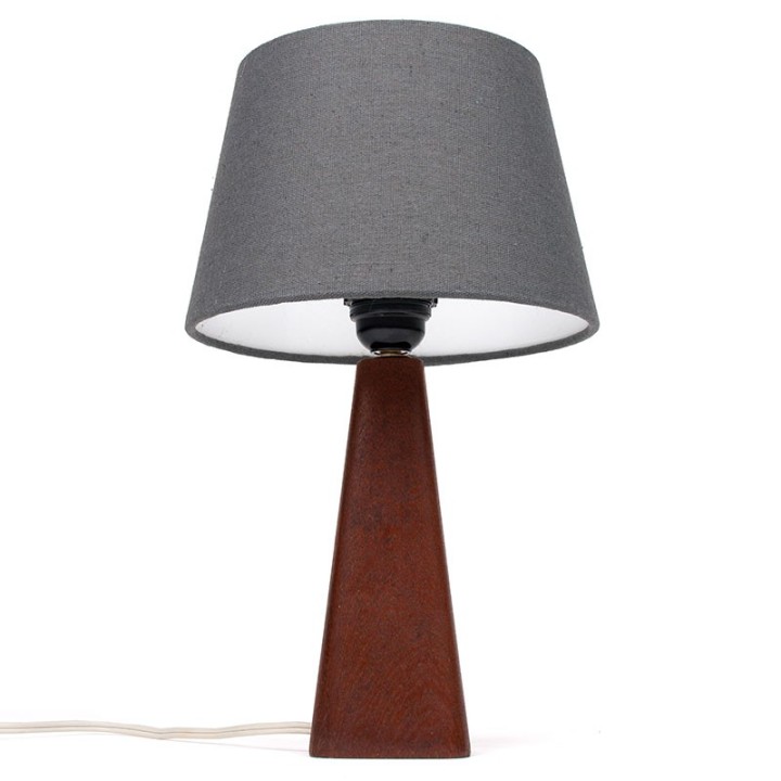 Danish teak vintage table lamp with gray shade