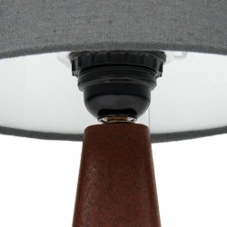 Deens teak vintage tafellampje met grijs kapje