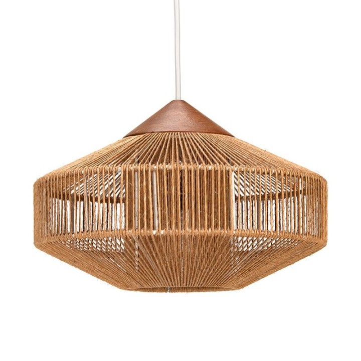 Ib Fabiansen Deense hanglamp in teak en touw