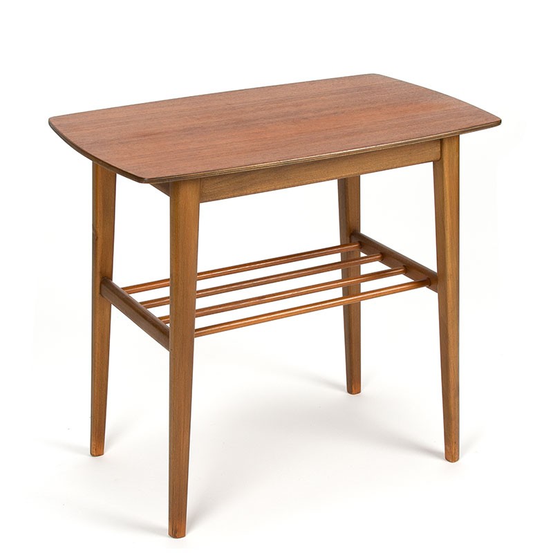 Danish vintage side table with teak top and beech frame