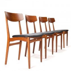 Deense set van 4 vintage eettafel stoelen uit de eind jaren