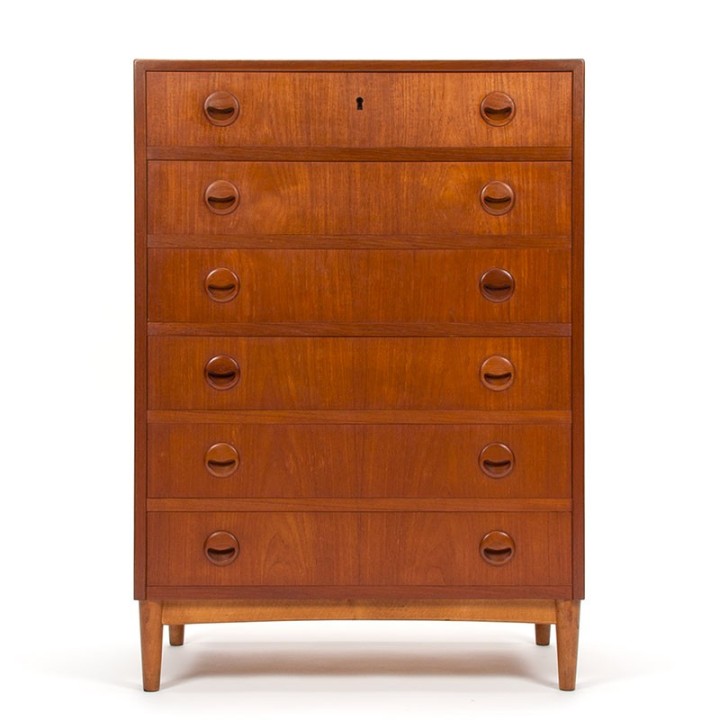Danish vintage chest of drawers in teak on oak base