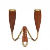 Vintage candlestick in teak and brass