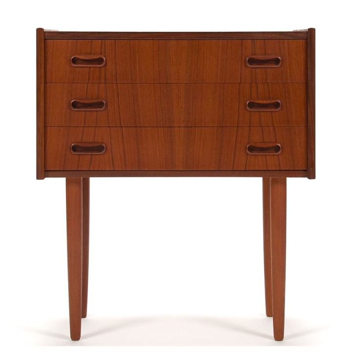 Small Mid-Century Danish vintage chest of drawers on high legs