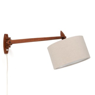 Deense teakhouten vintage wandlamp