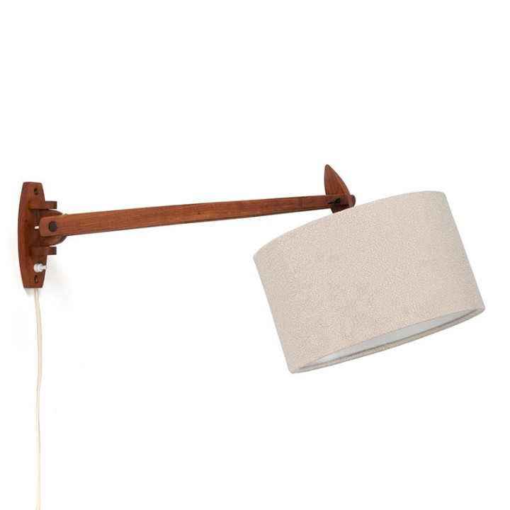 Deense teakhouten vintage wandlamp