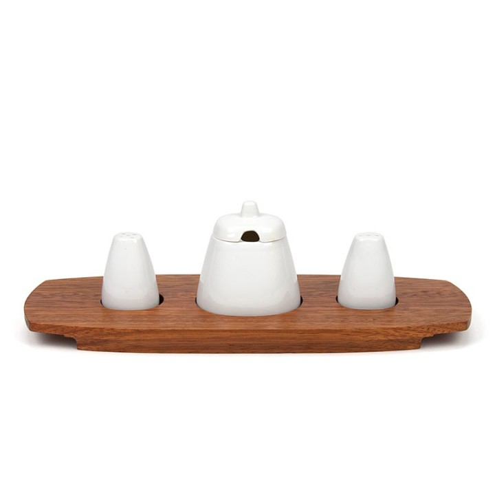 Vintage salt and pepper shakers with mustard pot from Bavaria