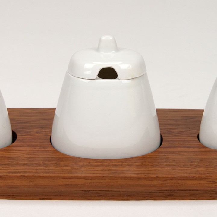 Vintage salt and pepper shakers with mustard pot from Bavaria