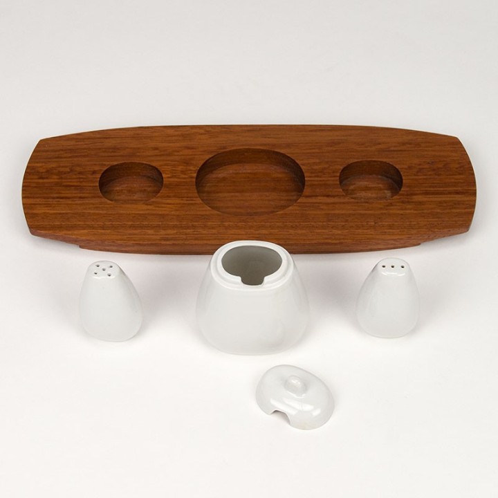 Vintage salt and pepper shakers with mustard pot from Bavaria