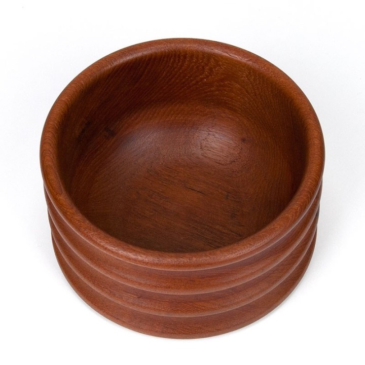Teak vintage bowl with ribs