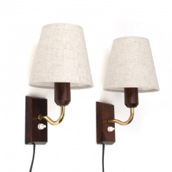 Set of 2 Danish vintage wall lamps in rosewood