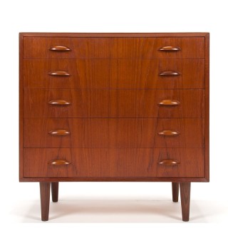 Vintage Danish design dresser with 5 drawers in teak