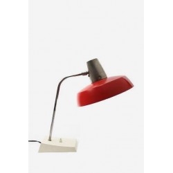 Desk lamp with red shade