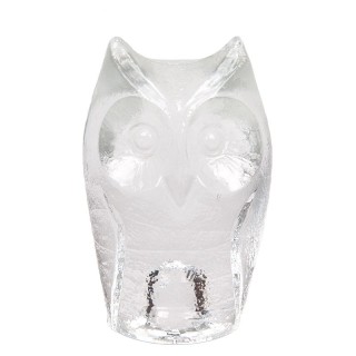 Swedish vintage glass owl paperweight